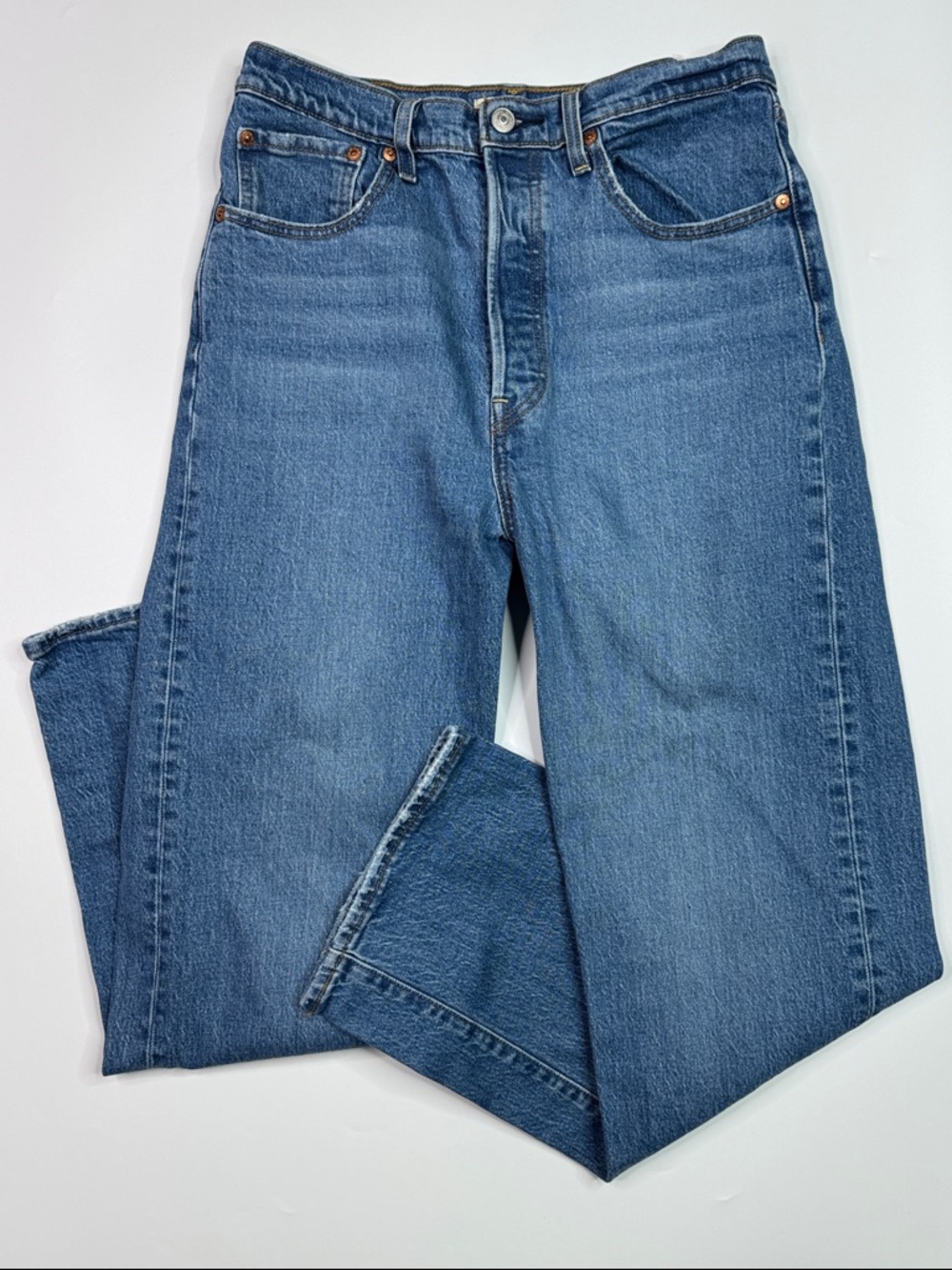 Levi's Premium Button Fly Ribcage Straight Ankle Jeans Size 30x29